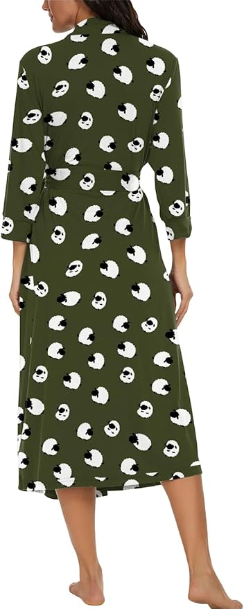 VINTATRE Women Kimono Robes Long Knit Bathrobe Lightweight Soft Knit Sleepwear V-neck Casual Ladies Loungewear