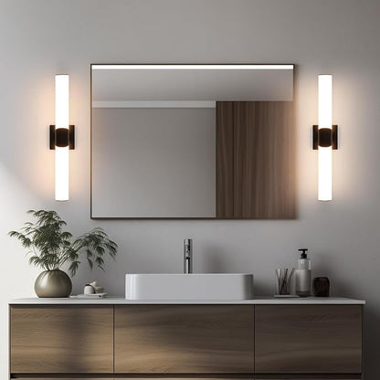 22" Black Bathroom Vanity Lights, Wall Sconce with Acrylic Shade | Modern Wall Light for Bathroom Bedroom Living Room Hallway