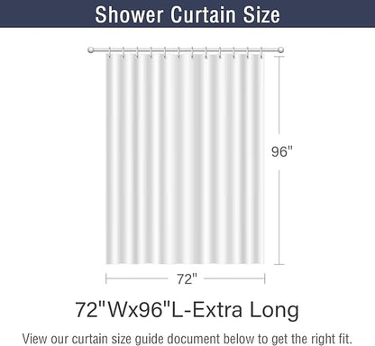 Black Eucalyptus Leaf Long Shower Curtain, Black Botanical Watercolor Plants Bathroom Curtain Bathtub Home Decor Waterproof Fabric Machine Washable with 12 PCS Hooks,72" Wx96 L