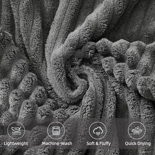 6 Piece Bath Towel Set, 30"x60" Towels, Charcoal Gray