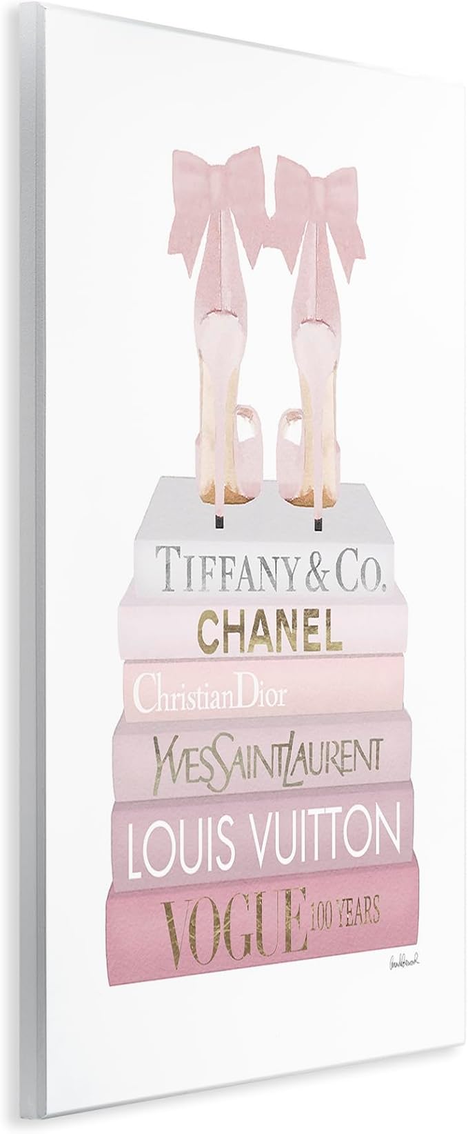Chic Shoes Glam Bookstack, 13 x 19 Inch Mounted Print on Wall Plaque | Stupell Industries · By Amanda Greenwood · Ready to hang · Great for fashion decor · Made in USA
