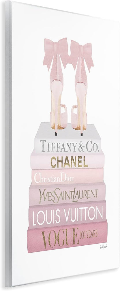 Chic Shoes Glam Bookstack, 13 x 19 Inch Mounted Print on Wall Plaque | Stupell Industries · By Amanda Greenwood · Ready to hang · Great for fashion decor · Made in USA