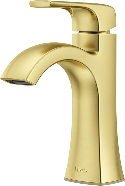 Pfister Bruxie Bathroom Sink Faucet, Single Control, 1-Handle, Single Hole, NSF Certified, Brushed Gold Finish, LF042BIEBG