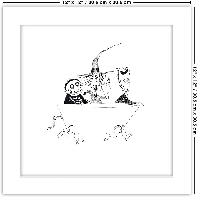 Trends International Gallery Pops Disney Tim Burton's The Nightmare Before Christmas - Bathtub Wall Art Wall Poster, 12" x 12", White Framed Version