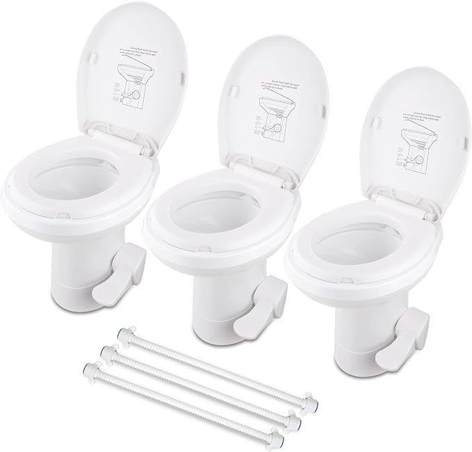 AW 3 Packs Gravity Flush Toilet RV Toilet Foot Pedal 20" Seating Height | Motorhome Caravan Travel Trailer