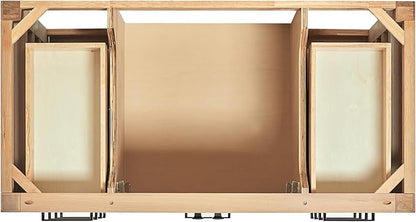 ARIEL Cambridge 48-inch Bathroom Vanity Base Cabinet,Solid Wood, 2 Soft Closing Doors, 9 Dovetail Drawers, White Oak