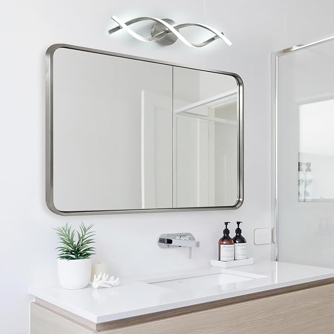 Modern Nickel LED Vanity Lighting,Bathroom Light Fixture Over Mirror,21 Inch,6000K Cool White