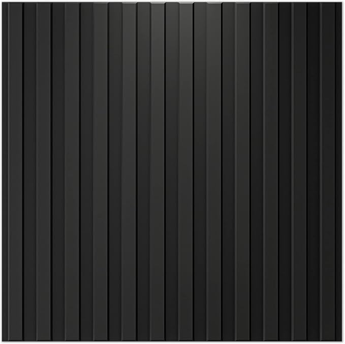Art3d 3D Fluted Textured Slat Wall Panels, 19.7 x 19.7 in, 12-Pack, Black | PVC, Waterproof, Scratch Proof, Wipeable, Break-Proof, Ideal for Home, Office and Commercial Spaces