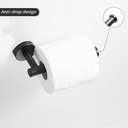 Leyden Matte Black Toilet Paper Holder and Hand Towel Holder, 2 Pieces Bathroom Hardware Accessories Set, SUS304 Stainless Steel Sturdy Wall Mount Toilet Paper Roll Holder and Towel Rack