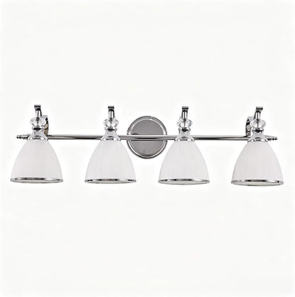 Vanity Lights for Bathroom Over Mirror, Elegant Wall Sconces with Milky White Hand-Painted Frosted Glass Shade, E26 Socket (Bulbs Not Included) (Polished Chrome, 4-Light)