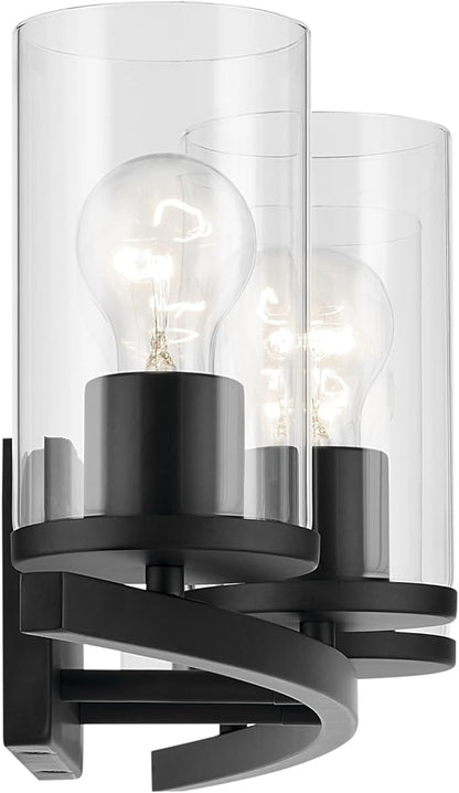 Kichler Crosby 31.25" 4-Light Vanity Light with Clear Glass in Black, for Bathroom, (31.25 x 8.75), 45498BKCLR