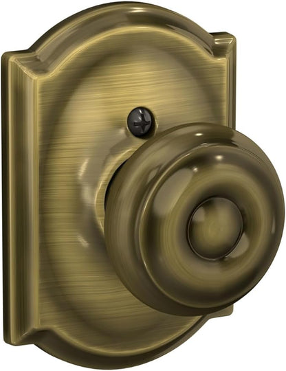 SCHLAGE F10 GEO 609 CAM Camelot Collection Georgian Passage Knob, Antique Brass