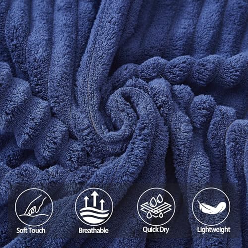 4 Piece Bath Towels, 30"x60" Microfiber Towels Set, Navy Blue