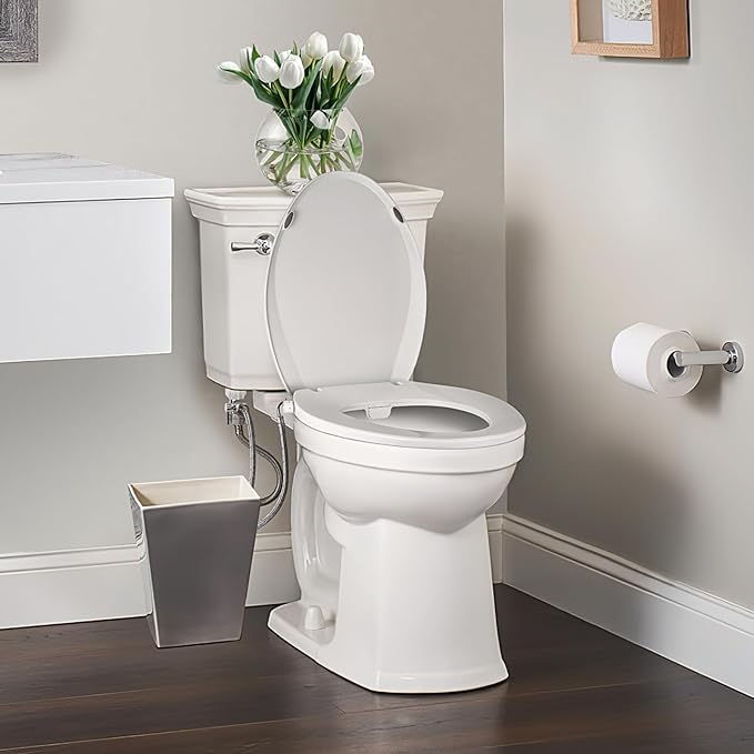 Elongated Bidet Toilet Seat with Quiet-Close, Non-Electric Bidet Mode with Dual Nozzles, Fit Elongated Toilet Seat, Adjustable Water Pressure with Brass inlet (Elongated)