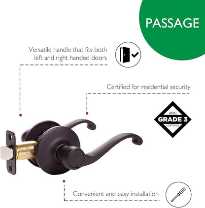 Design House 779215 Scroll Passage Hall and Closet Door Lever Matte Black
