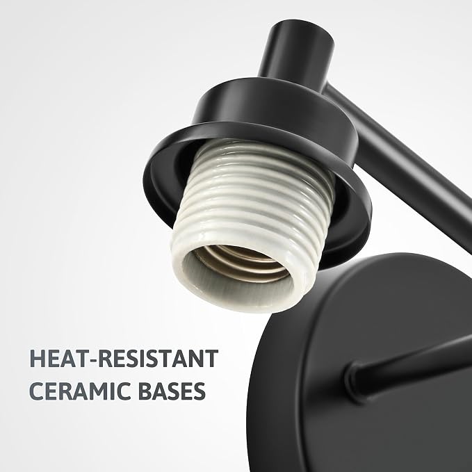 VONLUCE 2 Light Bathroom Vanity Light Fixtures, Black Finish | Globe Glass Shades, E26 Sockets, Easy to install, Vanity Lights for Bedroom Hallway Living Room