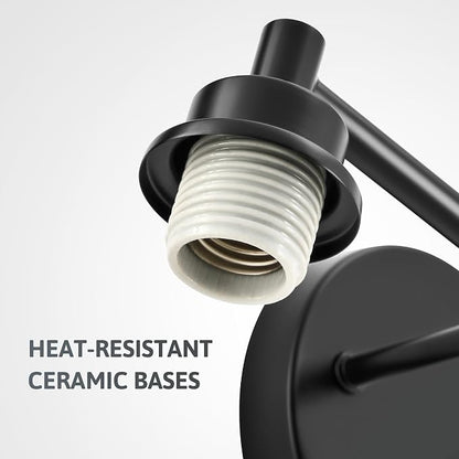 VONLUCE 2 Light Bathroom Vanity Light Fixtures, Black Finish | Globe Glass Shades, E26 Sockets, Easy to install, Vanity Lights for Bedroom Hallway Living Room