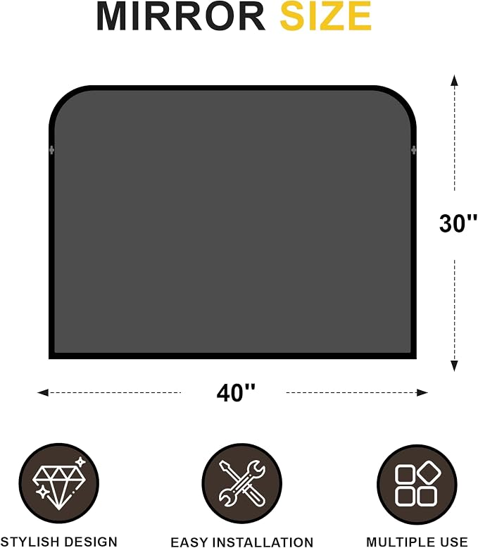 Bathroom Vanity Mirror for Wall 40x30 Inch Black Metal Framed | HD Tempered Glass, Bathroom Mirror for over Sink, Living Room, Bedroom, Entryway, Mantel, Fireplace Decor