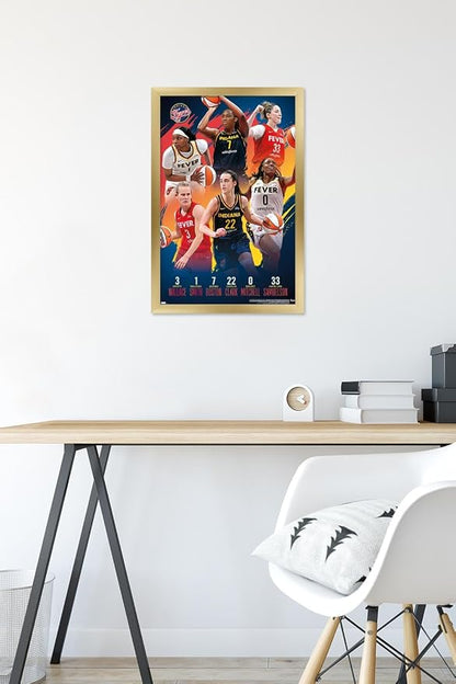 Trends International WNBA Indiana Fever -Team 24 Wall Poster, 22.4L x 14.7W, Gold Framed Version