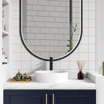 GAOMON Vessel Sink Round, 18"x18" Bathroom Sink White Ceramic Lavatory Vanity Above Counter Vessel Sink Art Basin - white