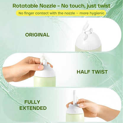 Rotatable Nozzle Portable Bidet – 360ml Touch-Free Nozzle Peri Bottle, Leak-Proof Travel Handheld Bidet for Postpartum Care, Personal Hygiene, Camping & Outdoor Use (Green)