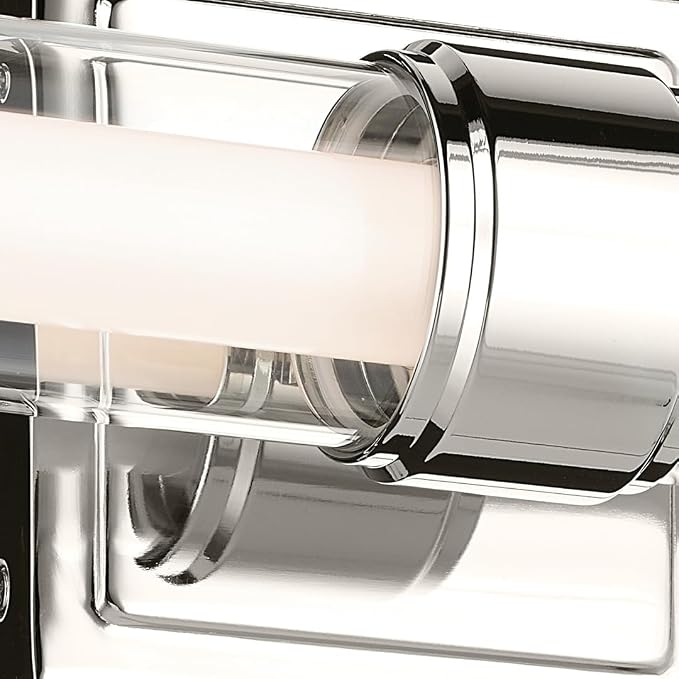 Kichler Laurene LED Linear Vanity Light, Polished Nickel | LED vanity light with clear fluted glass for mirrors, hallways and buffets (31" x 5"), 55239PNLED