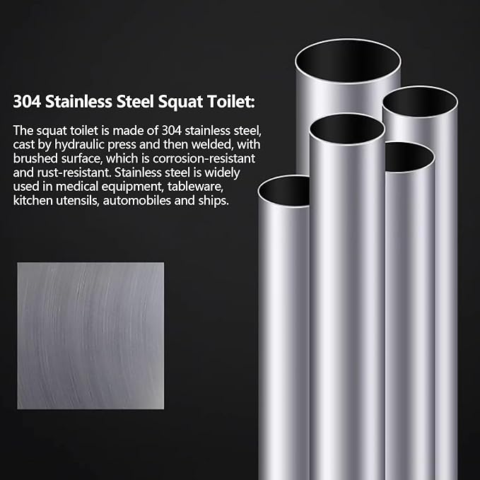 Stainless Steel Large-Bore Dry Toilet, Rural Toilet Squat Pit Renovation, Bathroom Squat Toilet, Flush-Free,