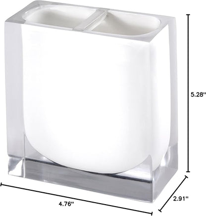 Izod - Toothbrush Holder, Resin Countertop Accessories, Dorm Room Essentials, Modern Home Decor (Marina Collection, White)