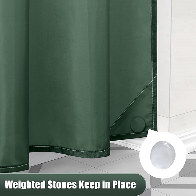 OLANLY Luxury Blackish Green and White Ombre Shower Curtain Sets with 12 Hooks, Waterproof and Washable Decorative Shower Curtains for Bathroom, 72x72 Inches