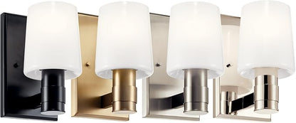 Kichler Adani 1-Light Wall Sconce, Modern Light with Opal Glass in Polished Nickel, for Bathroom, Powder Room, Kitchen, Bedroom, or Hallway (8.5" x 5"), 55174PN