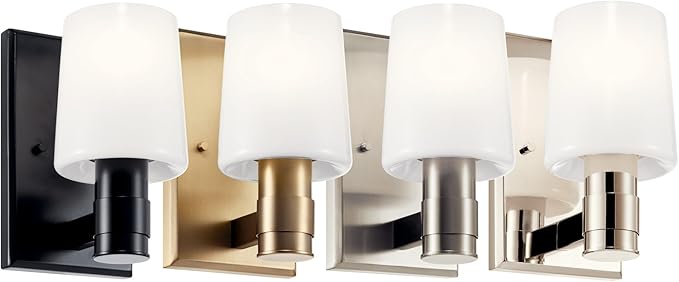 Kichler Adani 1-Light Wall Sconce, Modern Light with Opal Glass in Champagne Bronze, for Bathroom, Powder Room, Kitchen, Bedroom, or Hallway (8.5" x 5"), 55174CPZ
