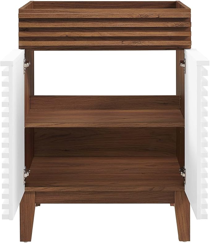 Modway Render Bathroom Vanity Cabinet in White Walnut - Sink Basin Not Included