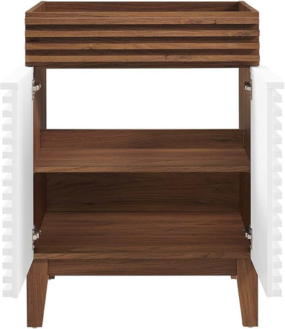 Modway Render Bathroom Vanity Cabinet in White Walnut - Sink Basin Not Included