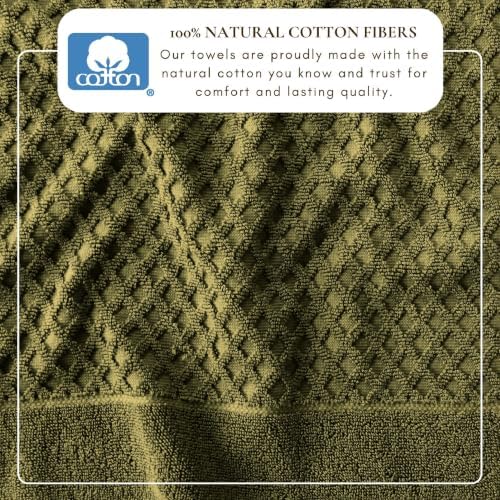 Great Bay Home Bath Towels - 100% Cotton 6 Piece Bath Sheet Set - Diamond Waffle Weave - Absorbent, Durable, Quick-Dry Towels for Bathroom (Olive)
