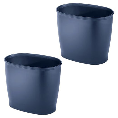 iDesign Slim Plastic Bathroom Trash Can, 2-Pack, Navy | Small Garbage Bin, For Bedroom, Office, Desk, Dorm