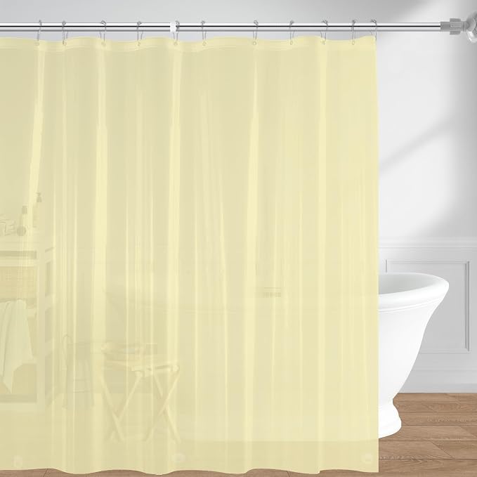 downluxe Shower Curtain Liner, PEVA Plastic Shower Liner with 3 Magnets, 72" x 72" Waterproof Bathroom Curtain, Ivory, 1 Pack