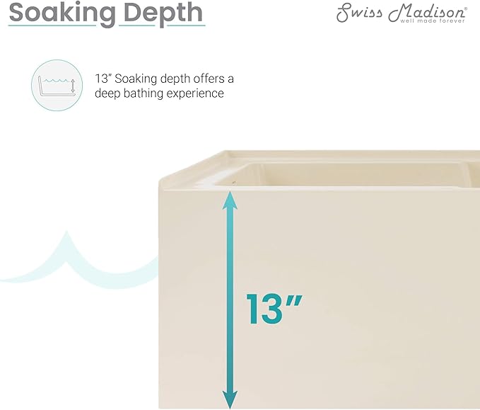 Voltaire 60" x 30" Left-Hand Drain Alcove Bathtub with Apron in Bisque