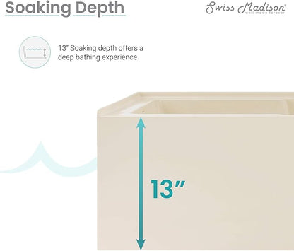 Voltaire 60" x 30" Left-Hand Drain Alcove Bathtub with Apron in Bisque