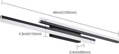 PRESDE 48 Inch Bathroom Light Fixtures Black Vanity Light Bar LED Modern Bath Lighting Over Mirror 5CCT