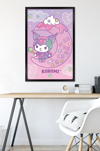 Hello Kitty and Friends: 24 Dreamland - Kuromi Wall Poster, 34L" x 22.4W", Black Framed Version
