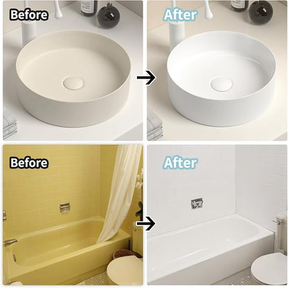 White Ceramic tub and tile Paint Refinishing Kit Bathtub Bathroom wall Paint floor,Resurfacing Sink Tub wate、Ceramic walls in the bathroom rproof Kitchen Countertop, Low Odor(50-60sq.ft)