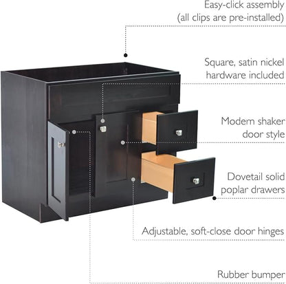 Design House Brookings Bathroom Vanity, 36", Espresso | Adjustable Hinges, Freestanding, Contemporary/Modern, Wood, Bath, 586990