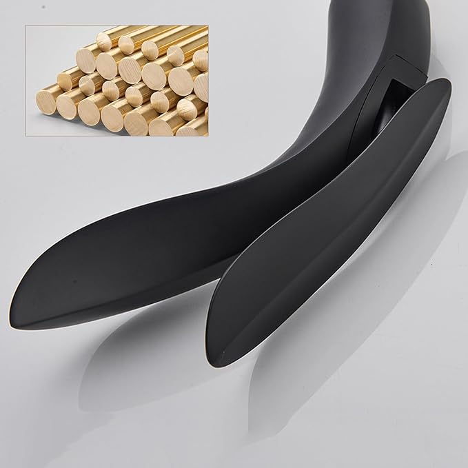 BiaoTeng Black Single-Handle Bathroom Sink Faucets Hot and Cold Brass Black Faucets for Bathroom Sink Single Hole