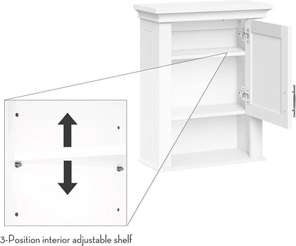 RiverRidge Somerset Single Door Wall Cabinet - Bathroom Medicine Cabinet with Inset Door, Coved Top Shelf, 2 Interior Shelves & Open Display Shelf – Elegant Bathroom Cabinet for Expanded Storage