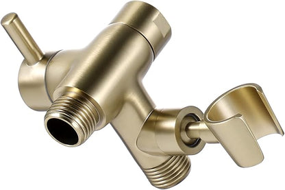 G-Promise Solid Metal Shower Head Diverter with Holder 3-Way | Spray Separately or Both, Adjustable-Angle Bracket, Anti-Leak, Smooth Knob Switch, Easy Install, Universal Replacement Part