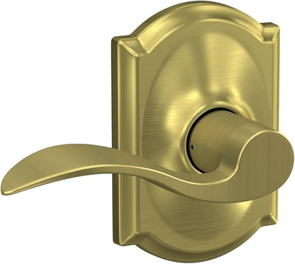 SCHLAGE Accent Lever with Camelot Trim Hall and Closet Lock in Satin Brass - F10 ACC 608 CAM