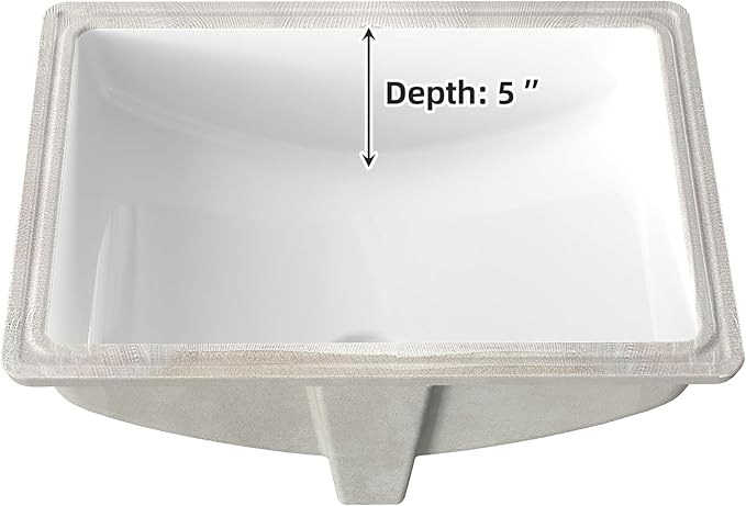 GAOMON Undermount Bathroom Sink, Rectangular 22"x16" Vessel Sink White Ceramic Lavatory Vanity Vessel Sink with Overflow - white