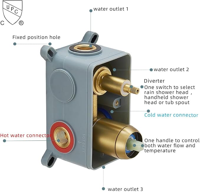 Brushed Gold Rain Shower System Tub Shower Faucet Set 12 Inch Square Rainfall Shower Head with Handheld Sprayer and Tub Spout Rough-in Valve Shower Mixer Combo Kit