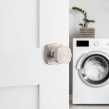 Kwikset Arroyo Knob Interior Passage Door Knob, Handle For Closet and Hallway Doors, Non-Locking Doorknob in Satin Nickel, with Microban Protection