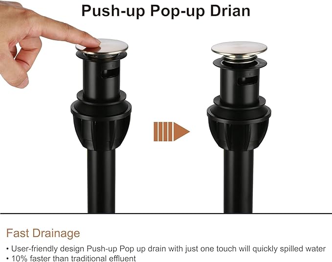 2 Handle Brushed Nickel Bathroom Sink Faucet 3 Hole Faucet with Overflow Pop up Drain,360° Swivel Spout 4 Inch Centerset Bathroom Faucet Without Supply Hoses,Meets cUPC NSF 61-9 AB1953,2 Pack